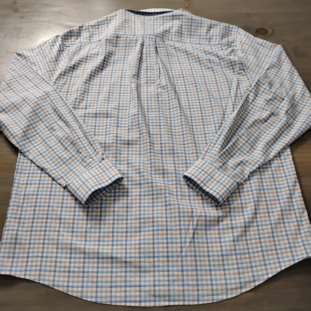 johnnie-O Prepformance Size XL Blue Tan Grid Plaid Lightweight Button Down - Picture 10 of 11